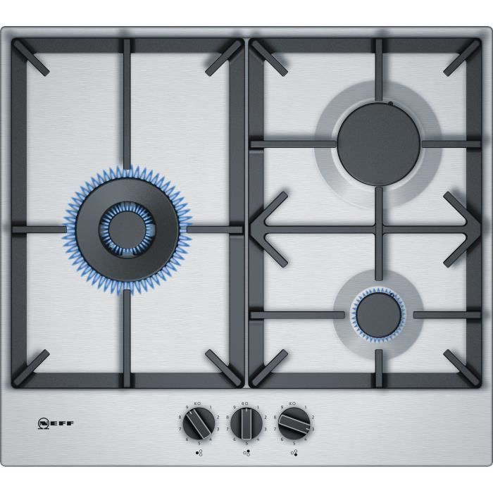 Neff - table inox gaz 60cm 3 feux 8000w - t26ds19n0