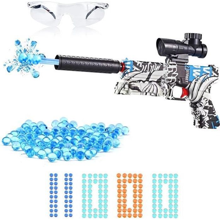 Pistolet électrique à eau PIMPIMSKY pour enfants et adultes,11000 perles d'eau,jeux de tir en plein air,arme de combat à l'eau bleu