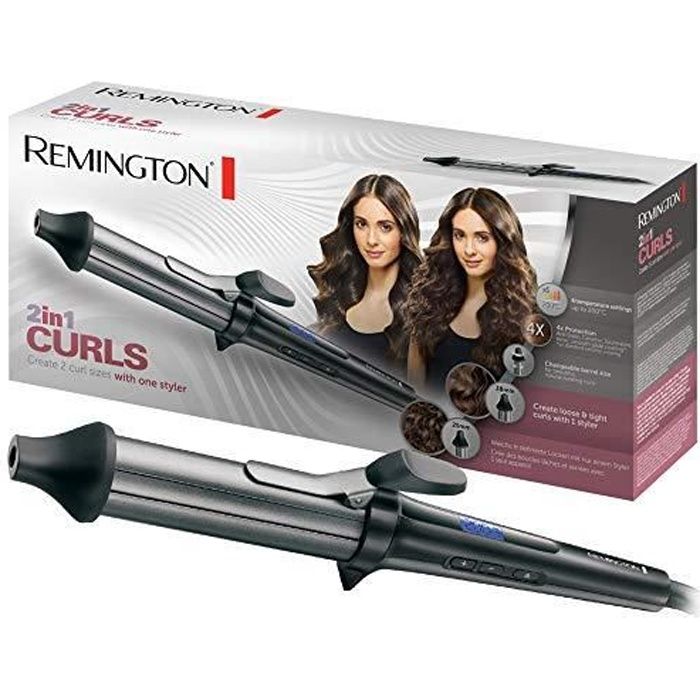 Remington Fer à Boucler 25-38mm, Boucleur 2en1 Céramique, Diamètres Interchageables, Boucles Serrées et Ondulation 4562656010