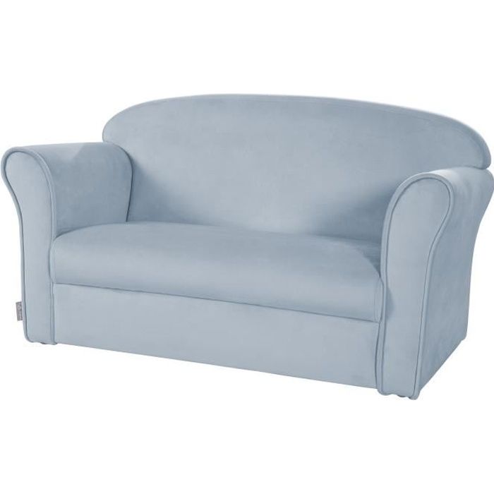 ROBA Canapé Enfant en Velours  Lil Sofa  Confortable - avec Accoudoirs - Bleu clair