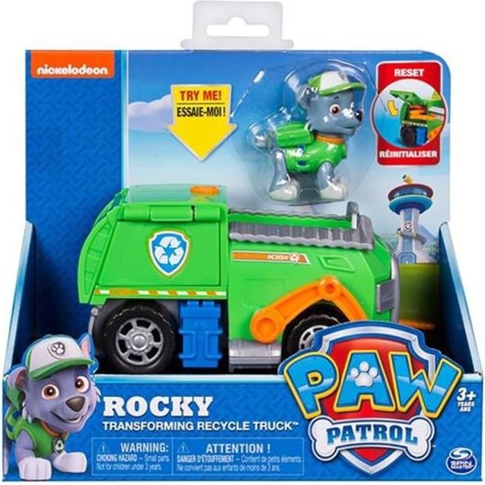 Patte patrouille Rocky transformant le camion de recyclage avec la figure