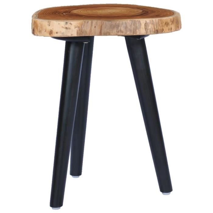 COC Table basse 40x45 cm Teck solide avec une finition laquée transparente naturel et noir 9786627389353