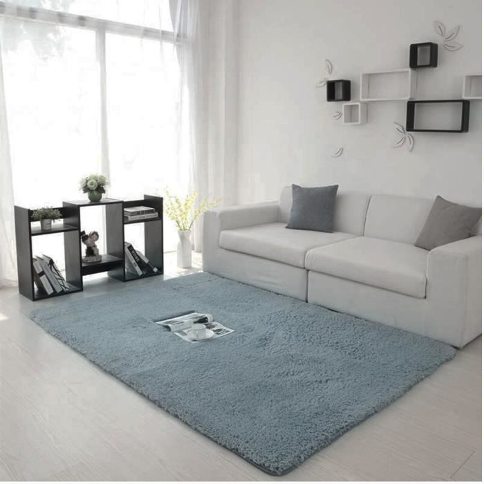 110x160cmTapis Sol Carpette Moelleux Antidérapant Shaggy Chambre Salon Gris