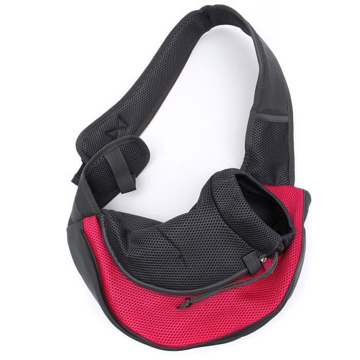 TEMPSA Sac de transport bandoulière avant pour petit chien chat voyage M Rouge