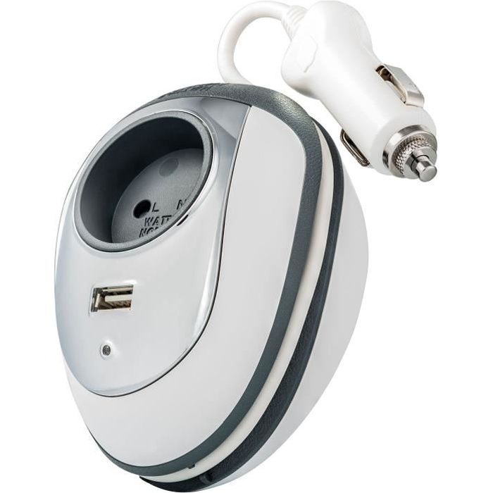 WATT&CO Convertisseur Carwatt 150W + USB - Blanc / gris