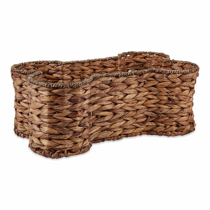 Bone dry - CAMZ12320 - Pet Storage Collection Panier a jouets en jacinthe en forme d'os Marron fonce Taille S