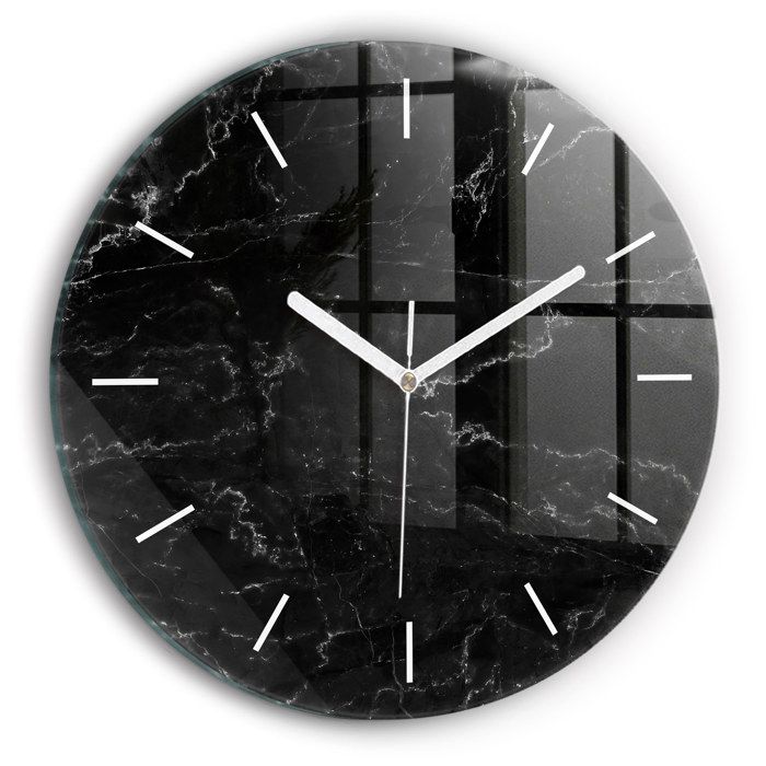 Horloge Murale Design En Verre Trempé Noël 30x30cm - Noir - Mouvement Quartz - Tulup
