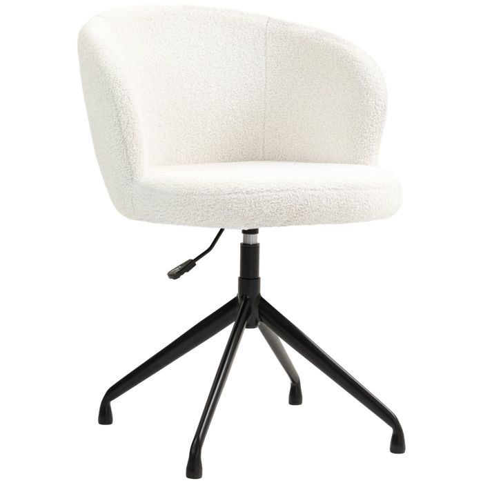 Chaise de bureau - HOMCOM - siège pivotant - ergonomique - hauteur réglable -capacité 120 kg - revêtement tissu bouclette - blanc