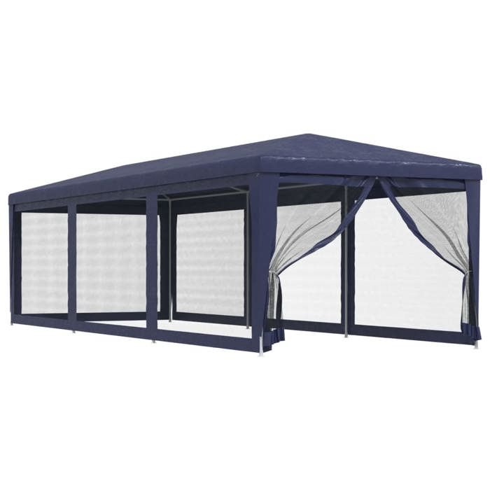 Anti-UV Tente de fête - avec 8 parois latérales - en maille Bleu 3x9 m PEHD SS147818