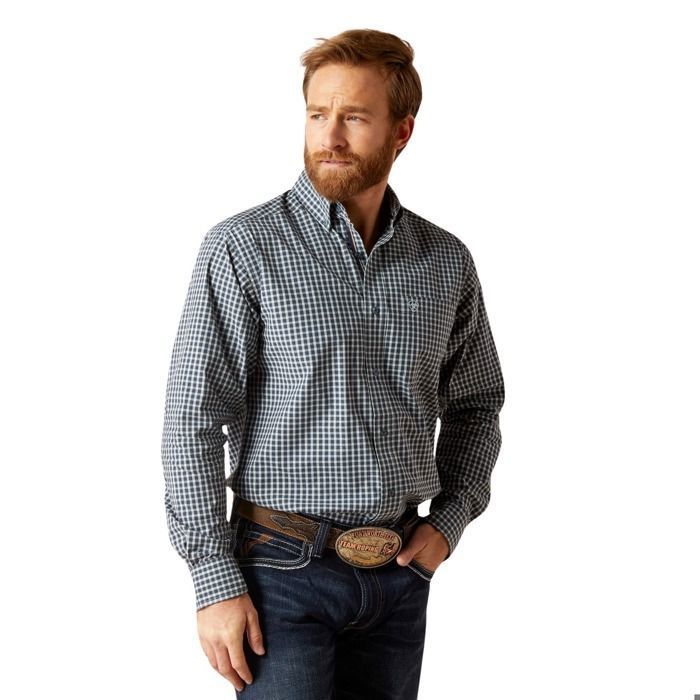 Chemise Homme Ariat à Manches Longues - Coupe Généreuse, Logo Brodé - Taille XS - Idéale Travail Ou Loisirs