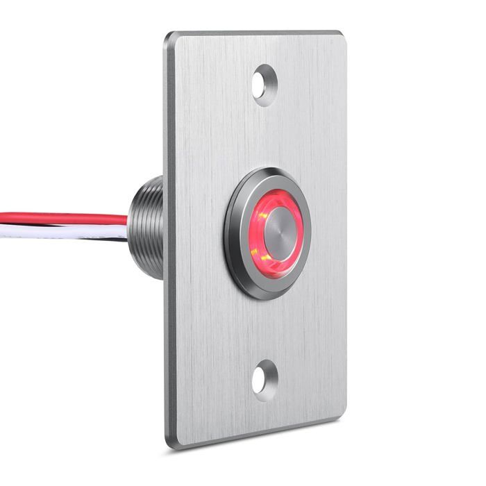 Acegoo Gradateur 12V Bouton-Poussoir Aluminium – Dimmer LED Camping-car Bateau Camion, Lumière Anneau Rouge, 6A DC12-24V