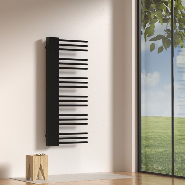 Radiateur sèche-serviettes 50 mm Kviteseid acier 120 x 50 cm noir