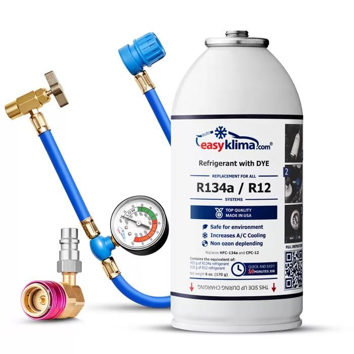 Kit De Recharge Climatisation Auto EasyKlima Gaz 134a + Manomètre - Garantie 2 Ans - Neuf