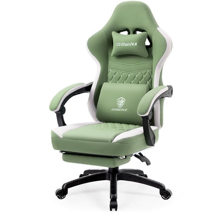 Dowinx Chaise Gaming Ergonomique - Accoudoirs 4D - Repose-Pieds - Cuir Synthétique - 180kg Charge - Noir