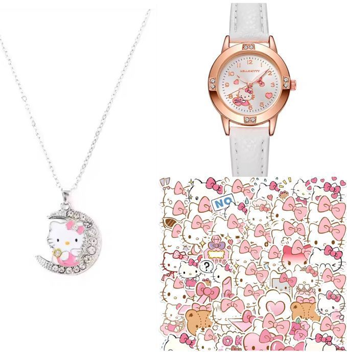 Hello Kitty Carnet Secret avec Cadenas et Joli Stylo Kuromi Journal Intime avec Cadenas et Stylo Bille Peluche Papeterie Kawaii Fourniture Scolaire (Rose