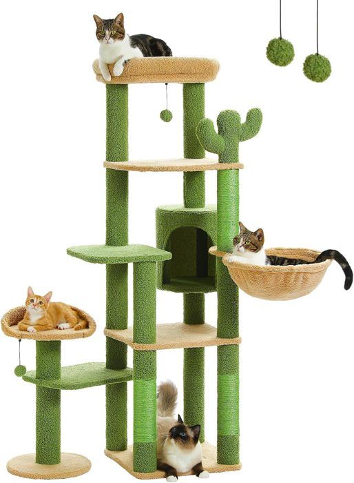 Comparer les prix de Arbre À Chat Cactus Géant Tour Pour Chat À Multi-Niveaux Avec Griffoir Robuste Condo Douillet Grand Hamac Et 2 Perchoirs Spac