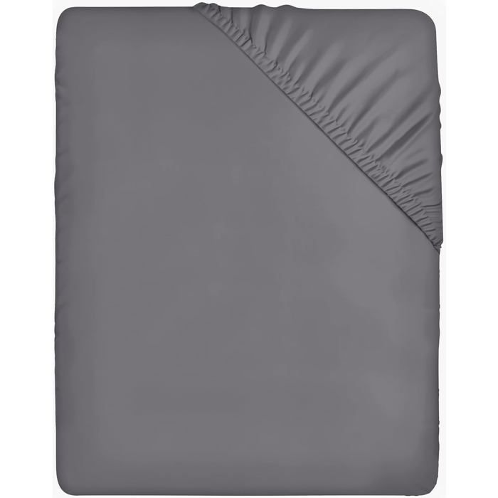 Bedding Drap Housse - Gris 180 x 200 cm - Coupes de 35 cm pour Matelas épais - Polyester Microfibre brossée