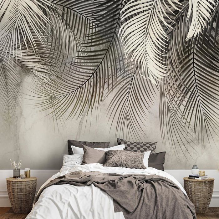 Papier Peint Panoramique Feuilles Tropicales Paysage 350x256 cm ...
