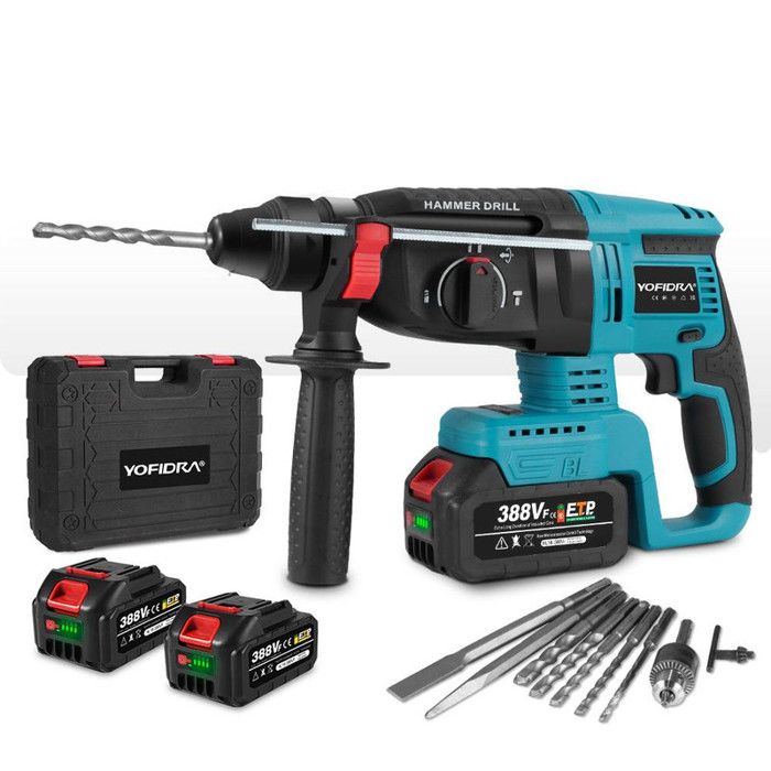 TaskStar Marteau Perforateur Sans Fil 4-en-1 750W - 2 Batteries 4.0Ah - SDS-Plus - Perceuse Burineuse Pour Bricolage & Travaux