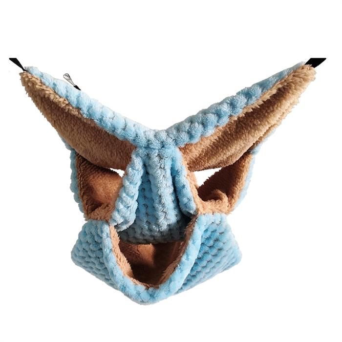 Meilleurs prix pour Hamac pour Petits Animaux Furet Sugar Glider Triple Lit Superposé Cage Chaude en Peluche Hamac Suspendu Cachette pour Hamster Bleu