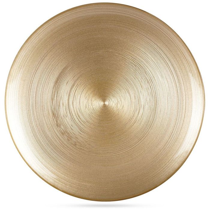 Assiette à dîner en verre doré - VILDE - 325 cm - Hauteur 25 cm - Doré - Structure mate