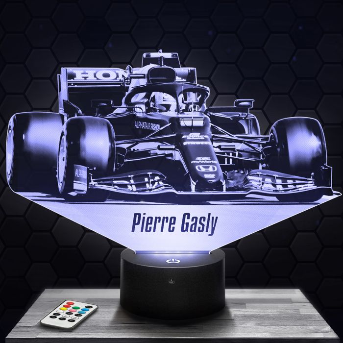 Lampe 3d _ Pierre Gasly - Accessoire Figurine Cadeau Pierre Gasly - Veilleuse Led Tactile avec socle au choix et télécommande TOP