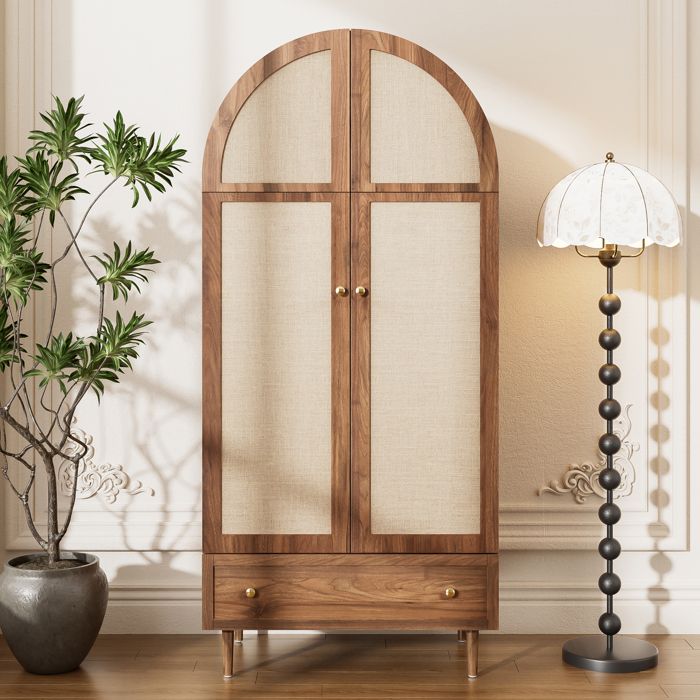 Armoire - MODERNLUXE - 79x50x175 cm - 2 portes - 1 tiroir - Aspect noyer - MDF - Marron