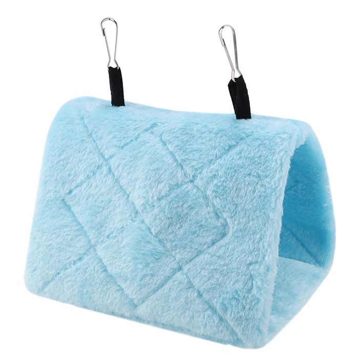 SALALIS Hamac doiseau Hamac en peluche douce Tente de cage suspendue pour oiseaux Perroquet Hiver Jouet pour animalerie cage Bleu