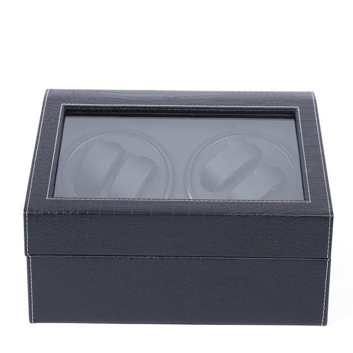 Noir Boîte de remontoir automatique - Boîtier de luxe pour 4 remontoirs + 6 montres en fibre de carbone