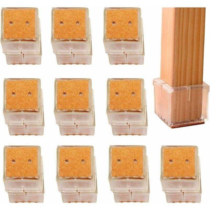Lot de 20 protège-pieds de chaise 20 coussinets carrés en silicone pour pieds de meubles protections anti-rayures au sol p
