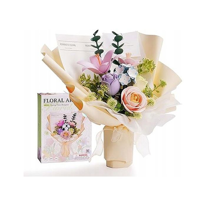 Jeu de construction de bouquet - Bouquet Blocs de Construction Puzzle 3D - 165 pièces - A monter soi-même - Sans entretien