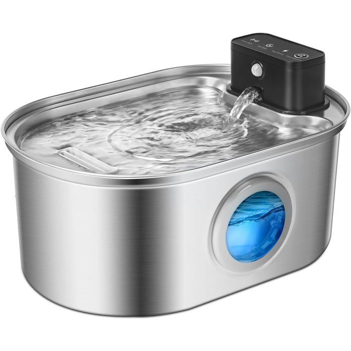 Fontaine à eau automatique pour chat - Phoesky - Sans fil - Acier inoxydable - 32 L - Capteur de mouvement