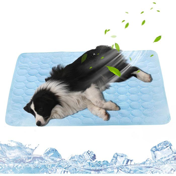 Tapis Fraicheur ChienTapis Refroidissant pour ChienChatGlacière Non Toxique pour Animaux De CompagnieLavable(1Bleu foncéXXL)