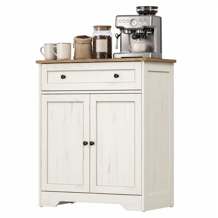 Buffet de Cuisine avec Étagères Réglables 1 Tiroir 2 Portes pour Salle à Manger Style Traditionnel basique Blanc Buffet de Cuisine avec Étagères Réglables 1 Tiroir 2 Portes pour Salle à Manger Style Traditionnel basique Blanc
