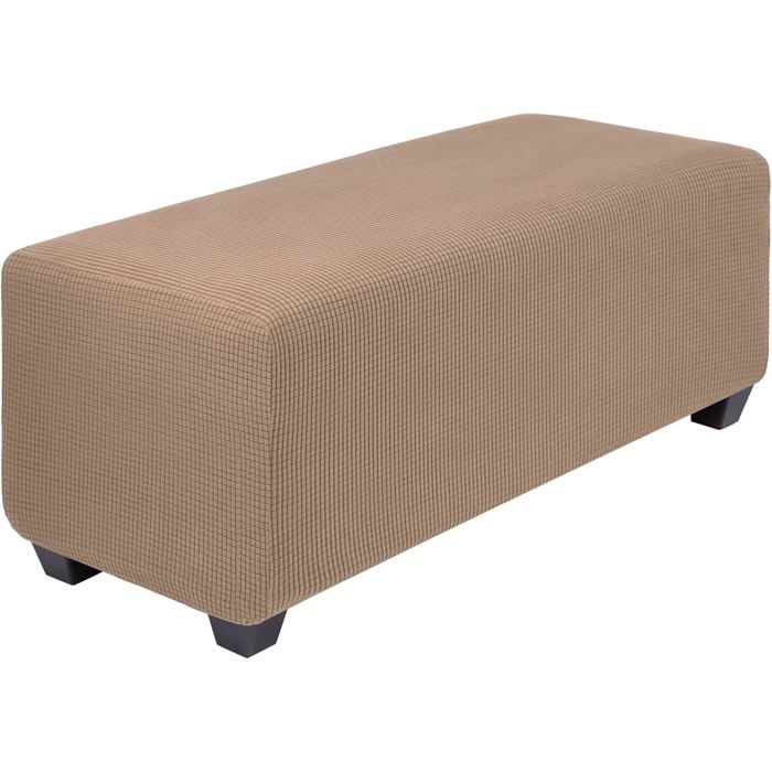 Housse de pouf très extensible avec ourlet élastique - Housse de tabouret de rangement en tissu jacquard doux à petits - Grande