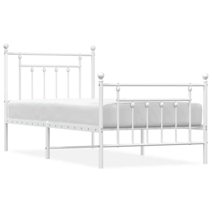 Luxe&Mode Structure de lit métal sans matelas avec pied de lit blanc 90x190cm 2 ans garantie LV9772
