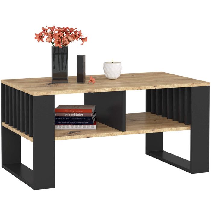 Table basse AKORD ROCKFORD Chêne Artisan 92 cm pieds Noirs 92x53x45 cm Table basse AKORD ROCKFORD Chêne Artisan 92 cm pieds Noirs 92x53x45 cm