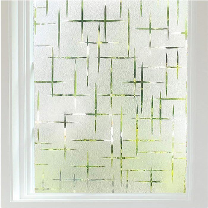 Film Fenêtre Intimité Motif Croix 44 5x200cm Effet Verre Givré Électrostatique Décoratif Pour Bureau Salon Cuisine