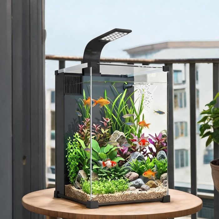 Aquarium Nano 30x30x45 cm en Verre Trempé avec Dog Toys featuring 11.8 in with Noir Verre Trempé