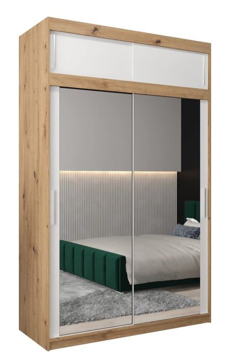 Armoire 2 Portes Coulissantes LUX 2 Avec Miroir – Fermeture Silencieuse HETTICH, 245,5x200x64 Cm, Blanc