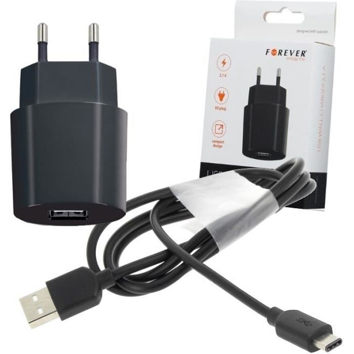 Chargeur Secteur Usb 2a Cable Type C Pour Xiaomi Mi A3 Mi 9t Pro Mi 8 Pro Mi 9 Se Redmi Note 7 Mi Mix 3