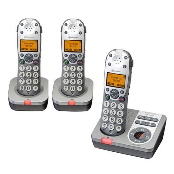 Amplicomms BigTel 1583 Trio – Téléphone DECT Grosses Touches, Répondeur, Audio-Boost +35dB, 3 Combinés