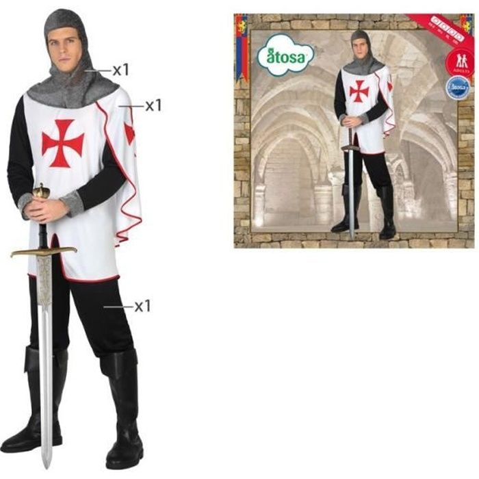 déguisement chevalier croisé - atosa - homme - blanc
