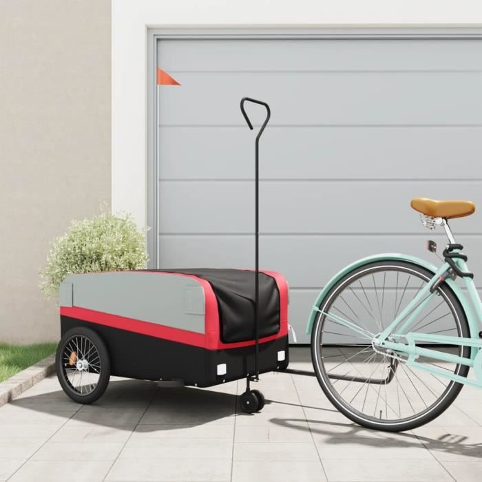 Atyhao Remorque de vélo noir et rouge 45 kg fer A94062 60299
