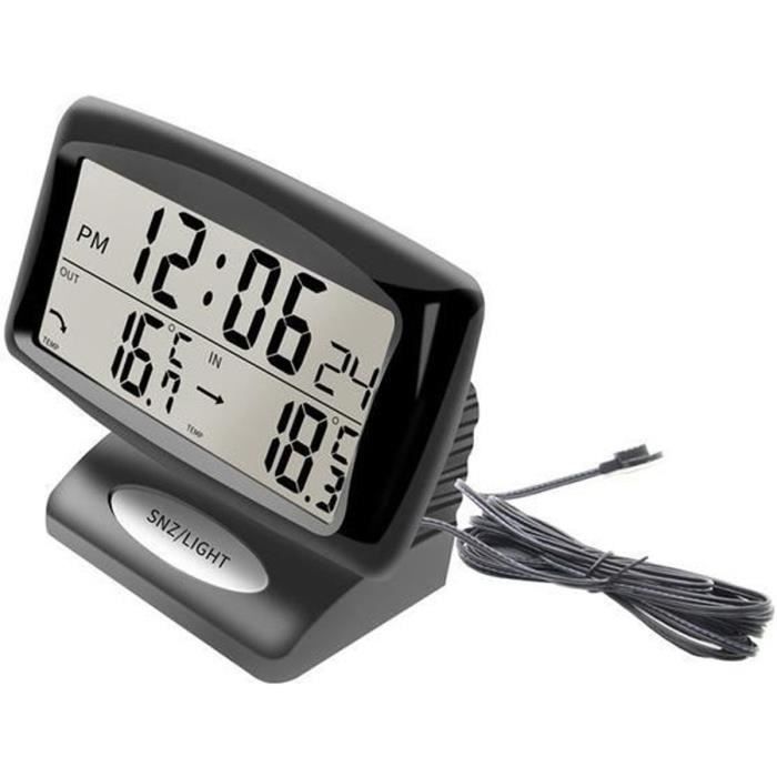Thermomètre pour Voiture Lumineux ， Horloge électronique de Voiture Double  température à l'intérieur et à l'extérieur de l'auto - Cdiscount Jardin