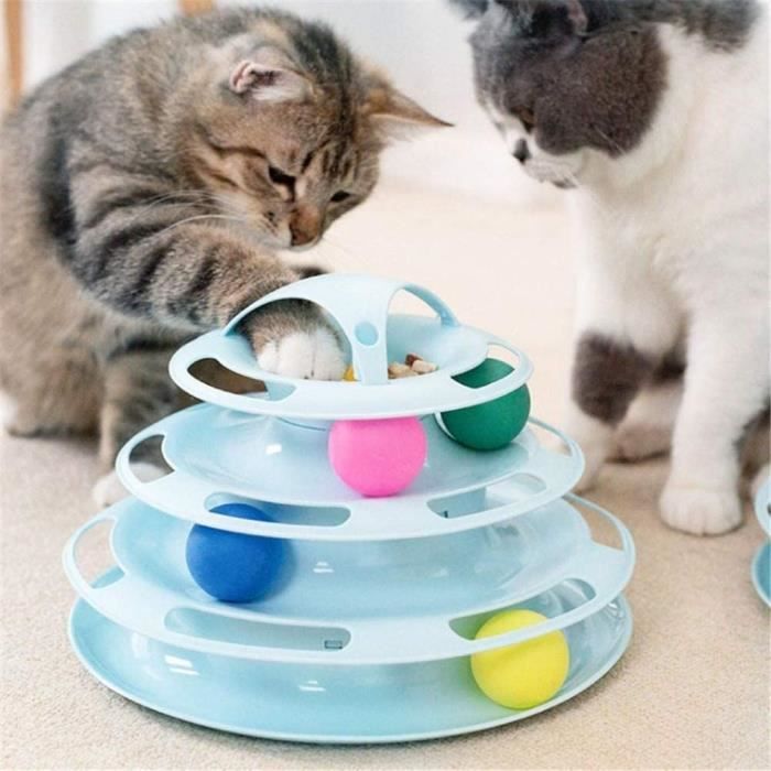 Jouets De Chats Jeux Labyrinthe 4 Etages Avec 4 Balles Jouet Pour L Interaction Des Chats Plaque D Attraction En Rotation Cdiscount