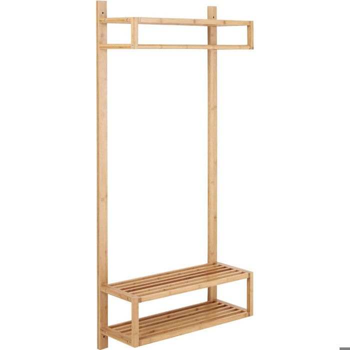 Vestiaire mural 80x30x170 cm en bambou naturel - ENTRY