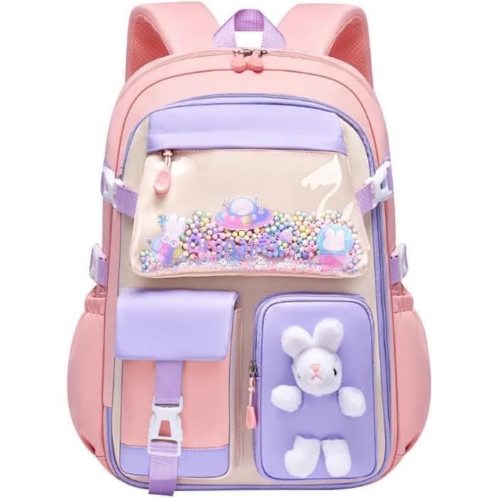 Sac A Dos Ecole Léger Pour Les Filles 7 à 11 Ans, Sac à Dos Enfant De Pour L'École Sport Voyage, Violet, 44*34*17cm - Bagagerie - Maroquinerie