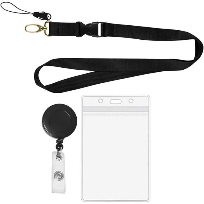 PorteBadge Rétractable,Avec Badge Rétractable Avec Cordon,PorteBadge D