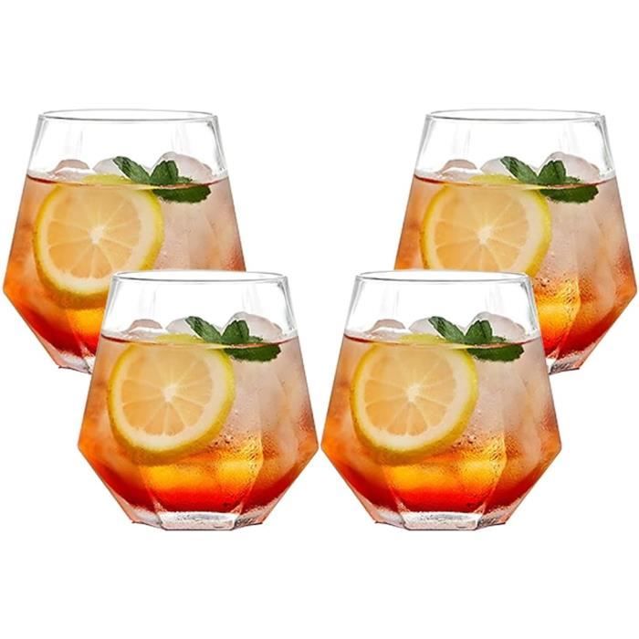 Lot De 4 Verres Carrés Fins 500 Ml - Verres à Eau Jus Bière Cocktails - Design Élégant Moderne